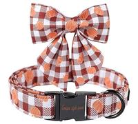 Unique style paws Halloween Dog Collar, Pumpkin Dog Collar, Adjustable Plaid Bow Tie Collar for Boy Girl Dogs, Bowtie Collar with Metal Buckle, S, Neck 10-16in