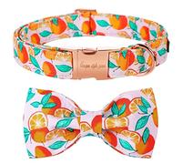 Unique style paws Pet Collar with Orange Patterns Adjustable Durable Dog Collar Bow Tie Dog Collar Pet Gift for Small Medium Large Dogs and Cats-S