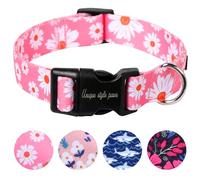 Unique style paws Pink Daisy Dog Collar Puppy Collars Harnesses & Leads For Dogs Uk Bow Tie Soft Adjustable Cute Flower Comfortable Collars Pet Gift For Small Medium Large Dogs M