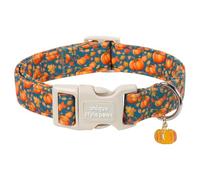Unique style paws Pumpkin Dog Collar, Adjustable Cotton Dog Collar with Pumpkin Charm, Quick Release Buckle, Strong Metal D Ring, Autumn Dog Collar for Small Medium Large Dogs