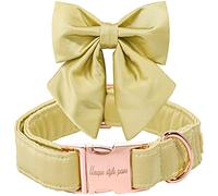 Unique Style Paws Silk Yellow Color Adjustable Durable Wedding Bow Dog & Cat Collar for Small Puppy