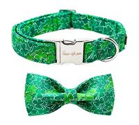 Unique style paws St. Patrick's Day Dog Collar with Bow Green Clover Puppy Collar for Small Medium Large Boys Girls Dogs