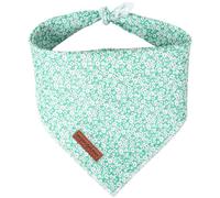 Unique style paws Summer Dog Bandanas Pet Scarf for Boy and Girl Premium Durable Fabric Colorful Green Background with White Flowers Dog Kerchief for Medium and Large Dogs S