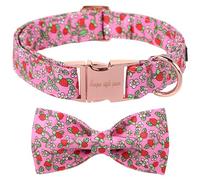 Unique style paws Summer Dog Collar With Bow Tie Strawberry Puppy Collars Harnesses & Leads For Dogs Uk Pink Soft Adjustable Cute Flower Comfortable Collars Pet Gift For Small Medium Large Dogs XS