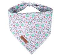 Unique style paws Summer Lotus Frog Dog Bandanas Pet Scarf for Boy and Girl Premium Durable Fabric Colorful Blue Flowers Dog Kerchief for Medium and Large Dogs L