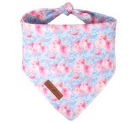 Unique style paws Summer Pink Flower Dog Bandanas Pet Scarf for Boy and Girl Premium Durable Fabric Colorful Blue Flowers Dog Kerchief for Medium and Large Dogs L