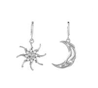Unique Sun Moon Earrings for Women Drop Dangle Earrings Bohemian Sun Moon Hoop Vintage Crescent Statement Unique Chic Abstract Jewelry (Silver)