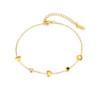 Unique Sweet - style Heart - motif Anklet - Stainless Steel High - end - feeling Gold - plated Heart - shaped Anklet