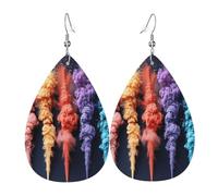 Unique Sweetener Women's Teardrop Leather Earrings - Lightweight PVC Dangle Earrings, 925 Silver Hooks, Double-Sided Prints | Hypoallergenic Gift