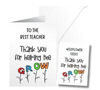 Unique Teacher Gifts Thank You Card with Wildflower Seed Packet Teacher Gift - Perfect End of Year Gift for Teachers - Thank You For Helping Me Grow