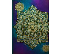Unique Teal Purple Mandala Minimalist Notebook with Golden Emblem | Elegant A5 Journal | for Gift Meditation Mindfulness Writing Book