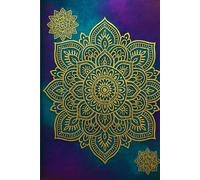 Unique Teal Purple Mandala Minimalist Notebook with Golden Emblem | Elegant A5 Journal | for Gift Meditation | Mindfulness Writing Book
