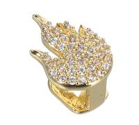 Unique Teeth Grill Flame Design Copper Rhinestone Gold Cap | Hollow Style, Comfortable Fit, for Parties and Hip Hop Looks, Men and Women Accessory
