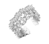 Unique Three Layer Gold Silver Rose Gold With CZ Adjustable Ring Women Trendy Party Jewelry Personalized Light Luxury Ring