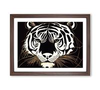 Unique Tiger Art Abstract H1022 Framed Print for Living Room Bedroom Home Office Décor, Wall Art Picture Ready to Hang, Walnut A2 Frame (64 x 46 cm)
