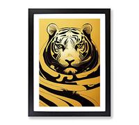 Unique Tiger Art No.1 Abstract Framed Print | A2 Black Framed Wall Art | Ready to Hang | Abstract Animal Picture | Living Room Bedroom Lounge Office