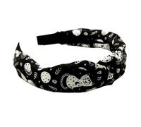 Unique Top Knot Headband for Women Creative Ghost Spider Web Cat Hairbands Non Slip Hair Hoop Decorative Halloween Hair Band Fashion Hair Accessories (Black C)