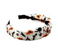 Unique Top Knot Headband for Women Creative Ghost Spider Web Cat Hairbands Non Slip Hair Hoop Decorative Halloween Hair Band Fashion Hair Accessories (White B)