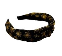 Unique Top Knot Headband for Women Creative Ghost Spider Web Cat Hairbands Non Slip Hair Hoop Decorative Halloween Hair Band Fashion Hair Accessories (Black A)