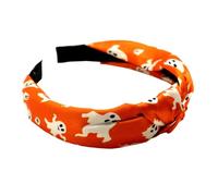 Unique Top Knot Headband for Women Creative Ghost Spider Web Cat Hairbands Non Slip Hair Hoop Decorative Halloween Hair Band Fashion Hair Accessories (Orange)
