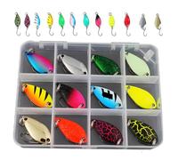 Unique Trout Fishing Spoon Set, Wanfoou 12 Pcs Fishing Lure Kits Spoon Spinners for Mini Spinners Lure with Single Hook Colorful Jig for Bass Crappie Char