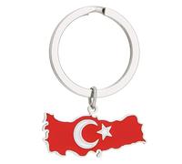 Unique Türkiye Map Keys Jewelry Stainless Steel Turkey Map Keychain Flag Keyrings Bag Ornaments For Daily Party Stainless Steel Flag Keychain