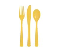 Unique UK 39495 Plastic Cutlery Set, Yellow, Pack of 18