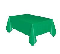 Unique UK Solid Emerald Green Short Fold Rectangular Plastic Table Cover (137cm x 274cm) 1 Count - Elegant & Durable Tablecloth for Parties, Events, and Home Use