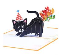 Unique Up Birthday Card with Bursting Cat Unique Up Birthday