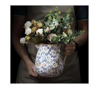 Unique Vase Rustic Ceramic Blue and White Flower Vase Vintage Chinoiserie Pitcher Room Decor Aesthetic(A)