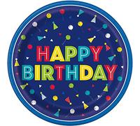 Unique Vibrant Peppy Birthday Dessert Plates (17cm) - Perfect for Celebrations & Joyful Moments - 8ct