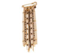 Unique Vintage Brooch Combining Tigers Eye Stone Beads Layered Chains and Elegant Fringe Evening Wear Accessory Elegant Evening Wear Accessory