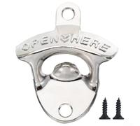 Unique Vintage Style Wall Mounted Bottle Opener for Bars and Game Rooms (Silver)