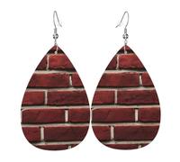 Unique Waterdrop Leather Earrings Fashion Dangle Earrings Jewelry Accessory Brick Red Stone Print