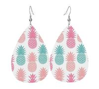 Unique Waterdrop Leather Earrings Fashion Dangle Earrings Jewelry Accessory Colored pineapple Print