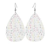 Unique Waterdrop Leather Earrings Fashion Dangle Earrings Jewelry Accessory Colorful Hand Drawn Art with Boho Style Arrows Print