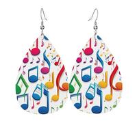 Unique Waterdrop Leather Earrings Fashion Dangle Earrings Jewelry Accessory Colorful music note Print