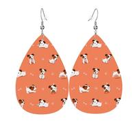 Unique Waterdrop Leather Earrings Fashion Dangle Earrings Jewelry Accessory Dog with big bones Print