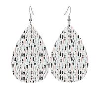 Unique Waterdrop Leather Earrings Fashion Dangle Earrings Jewelry Accessory feather. Print
