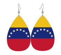 Unique Waterdrop Leather Earrings Fashion Dangle Earrings Jewelry Accessory Flag of Venezuela Print