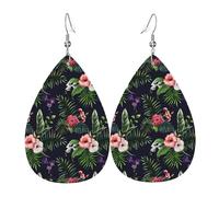 Unique Waterdrop Leather Earrings Fashion Dangle Earrings Jewelry Accessory florals Print