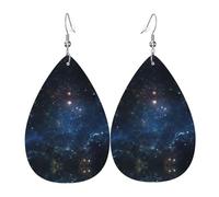 Unique Waterdrop Leather Earrings Fashion Dangle Earrings Jewelry Accessory Galaxy Space. Print