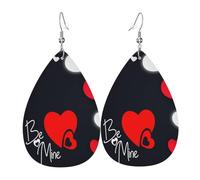 Unique Waterdrop Leather Earrings Fashion Dangle Earrings Jewelry Accessory Happy Valentine's Day Print
