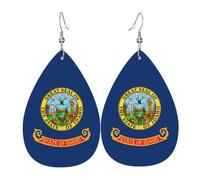 Unique Waterdrop Leather Earrings Fashion Dangle Earrings Jewelry Accessory Idaho state flag Print