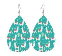 Unique Waterdrop Leather Earrings Fashion Dangle Earrings Jewelry Accessory Indian Alpaca Print