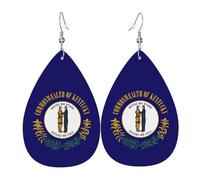 Unique Waterdrop Leather Earrings Fashion Dangle Earrings Jewelry Accessory Kentucky State Flag Print