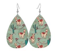 Unique Waterdrop Leather Earrings Fashion Dangle Earrings Jewelry Accessory Llamas Print
