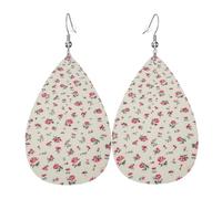 Unique Waterdrop Leather Earrings Fashion Dangle Earrings Jewelry Accessory lovely sweet red cherry Print