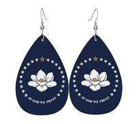 Unique Waterdrop Leather Earrings Fashion Dangle Earrings Jewelry Accessory Mississippi State Flag Print