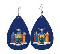 Unique Waterdrop Leather Earrings Fashion Dangle Earrings Jewelry Accessory New York State Flag Print